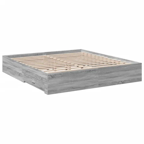 Okvir za krevet s ladicama boja hrasta 200x200 cm drveni - Sivi hrast sonoma 200 x 200 cm Cijena