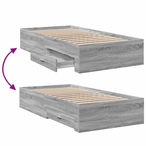 Okvir za krevet s ladicama boja hrasta 90x200 cm - Sivi hrast sonoma 90 x 200 cm Cijena