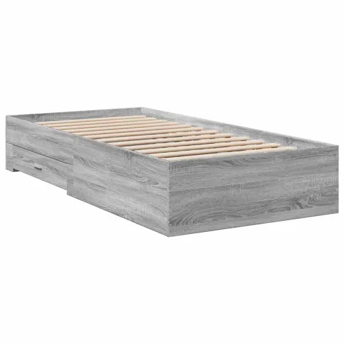 Okvir kreveta s ladicama siva boja hrasta 90 x 190 cm drveni - Sivi hrast sonoma 90 x 190 cm Cijena