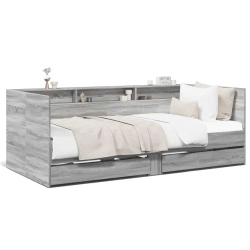 Dnevni krevet s ladicama bez madraca siva boja hrasta 75x190 cm - Sivi hrast sonoma 75 x 190 cm Cijena
