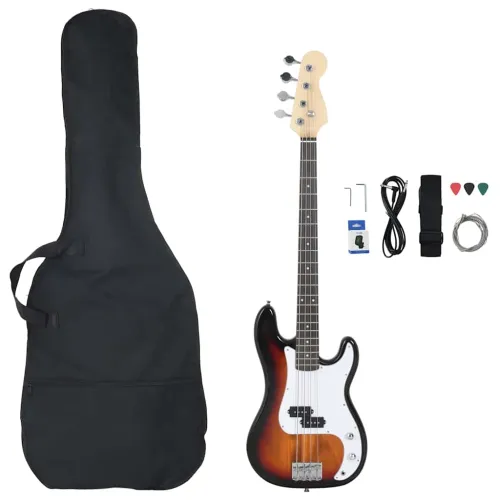 Električna bas gitara za početnike s torbom 4/4 46 - Smeđa i bijela Cijena