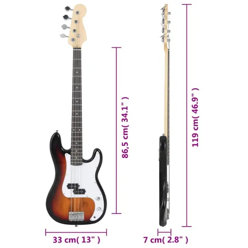 Električna bas gitara za početnike s torbom 4/4 46 - Smeđa i bijela Cijena