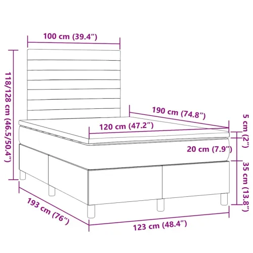 Krevet box spring s madracem crni 120 x 190 cm od tkanine - Crna 120 x 190 cm vodoravne pruge Cijena