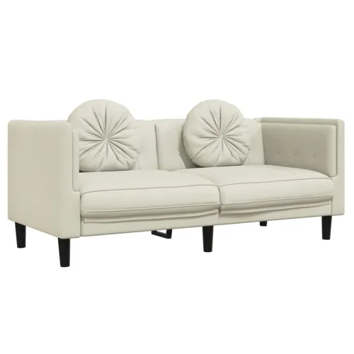 2-dijelni set sofa s jastucima krem baršunasti - Krema 2 Cijena