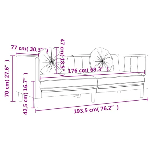 2-dijelni set sofa s jastucima krem baršunasti - Krema 2 Cijena