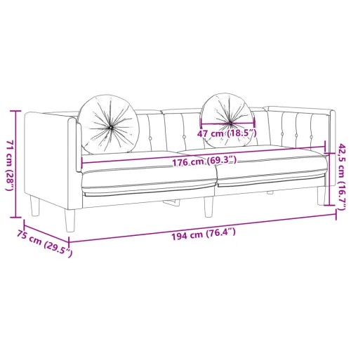 2-dijelni set sofa s jastucima smeđi baršunasti - Smeđa 2 Cijena