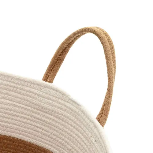 Košara za pohranu smeđe-bijela Ø 43 x 35 cm pamučna - Smeđa i bijela Cijena