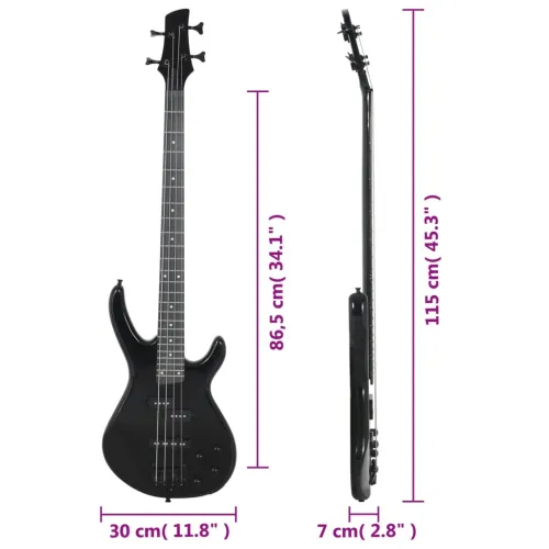 Električna bas gitara za početnike s torbom crna 4/4 46 - Crna Cijena