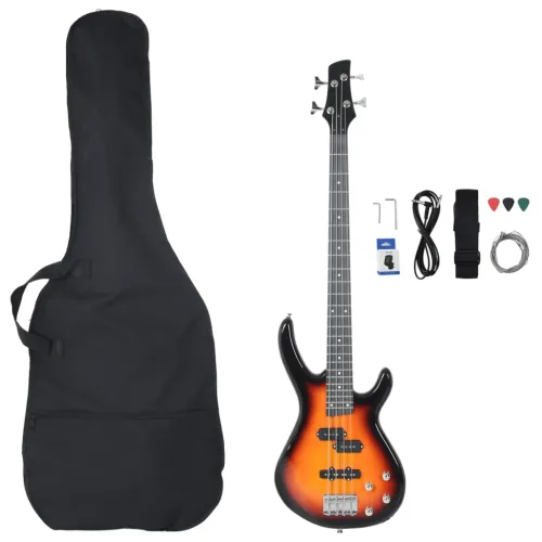 Električna bas gitara za početnike s torbom smeđe-crna 4/4 46 - Smeđa i crna Cijena