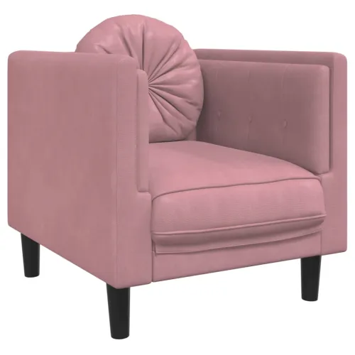 3-dijelni set sofa s jastucima ružičasti baršunasti - Ružičasta 3 Cijena