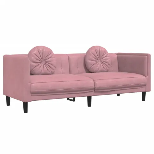 3-dijelni set sofa s jastucima ružičasti baršunasti - Ružičasta 3 Cijena
