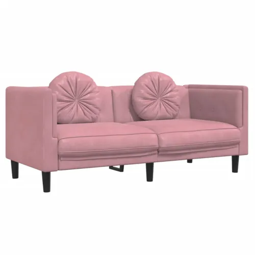 3-dijelni set sofa s jastucima ružičasti baršunasti - Ružičasta 3 Cijena