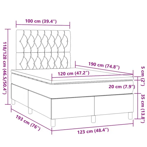 Krevet box spring s madracem krem 120 x 190 cm od tkanine - Krema 120 x 190 cm Dizajn s gumbima Cijena