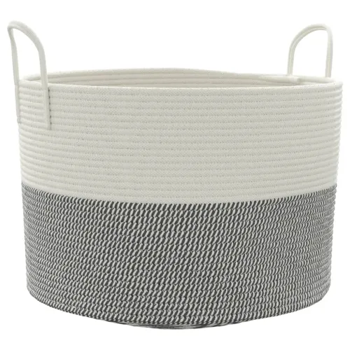 Košara za pohranu sivo-bijela Ø 51x33 cm pamučna - Siva i bijela 51 x 33 cm Cijena