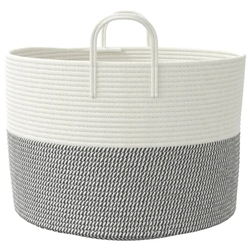 Košara za pohranu sivo-bijela Ø 51x33 cm pamučna - Siva i bijela 51 x 33 cm Cijena