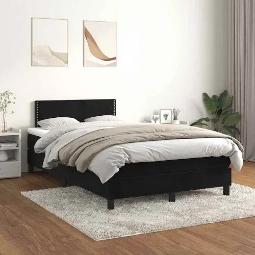 Krevet box spring s madracem crni 120 x 190 cm baršunasti - Crna 120 x 190 cm Obično s čavlima Cijena