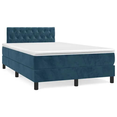 Boxspring - Krevet s oprugama i madracem tamnoplavi 120 x 190 cm baršun - Tamno plava 120 x 190 cm Dizajn s gumbima Cijena