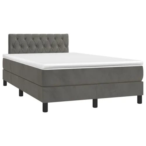 Krevet box spring s madracem tamnosivi 120 x 190 cm baršun - Tamno siva 120 x 190 cm Dizajn s gumbima Cijena