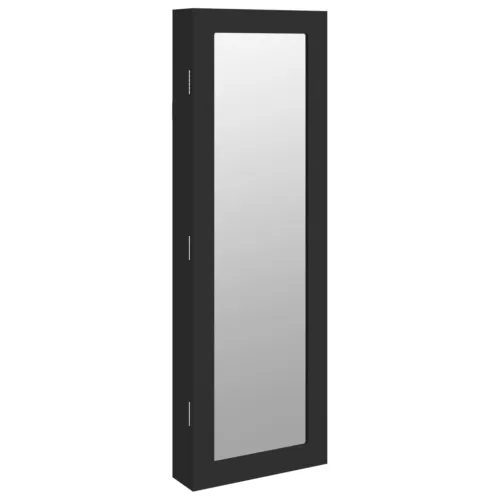 Zidni ormarić za nakit s ogledalom crni 30 x 8,5 x 90 cm - Crna Cijena