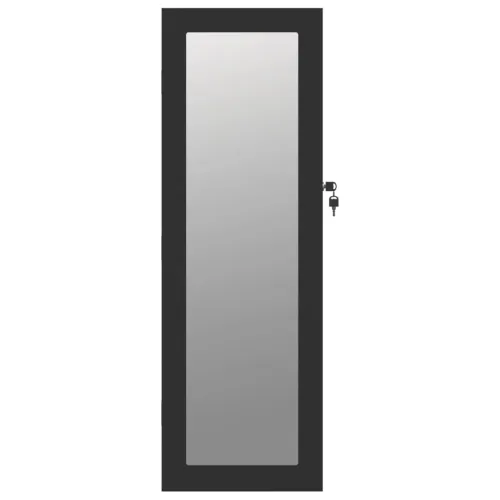 Zidni ormarić za nakit s ogledalom crni 30 x 8,5 x 90 cm - Crna Cijena