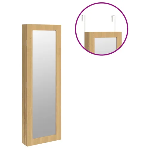 Zidni ormarić za nakit s ogledalom 30 x 8,5 x 90 cm - Smeđa Cijena