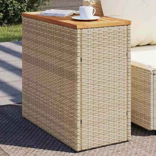 Vrtni stol sa drvenom pločom bež 58x27,5x55 cm od poliratana - Bež Drvo bagrema Cijena