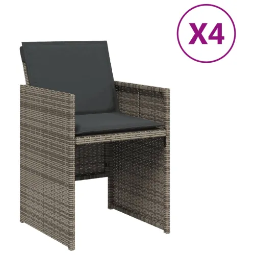 Vrtne stolice s jastucima 4 kom od poliratana sive Cijena