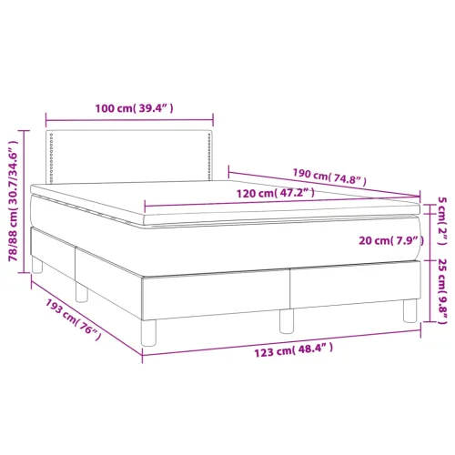 Krevet box spring s madracem tamnosivi 120 x 190 cm baršun - Tamno siva 120 x 190 cm Obično s čavlima Cijena