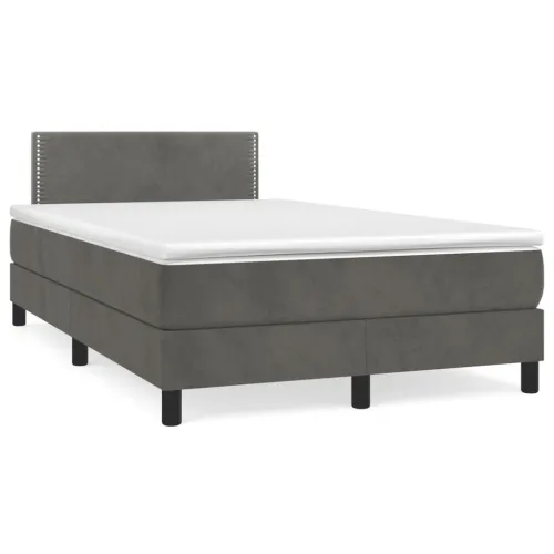 Krevet box spring s madracem tamnosivi 120 x 190 cm baršun - Tamno siva 120 x 190 cm Obično s čavlima Cijena