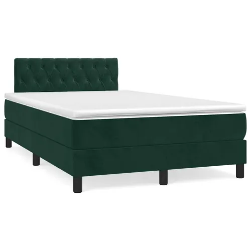 Krevet box spring s madracem tamnozeleni 120x190 cm baršunasti - Tamnozelena 120 x 190 cm Dizajn s gumbima Cijena