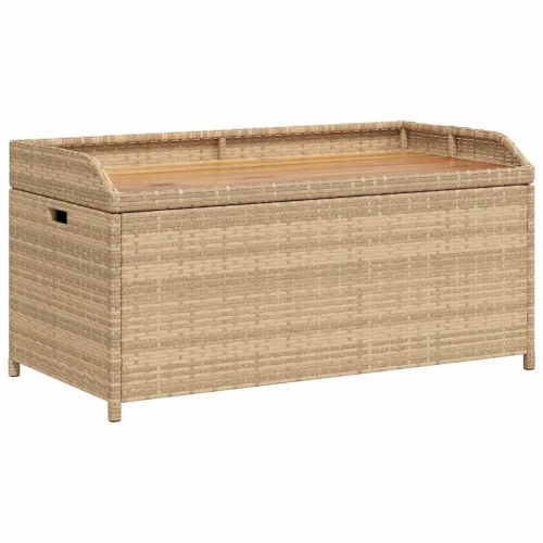 Klupa za pohranu bež 100x50x52 cm poliratan i bagremovo drvo - Miješana bež 100 x 50 x 52 cm 1 1 Cijena