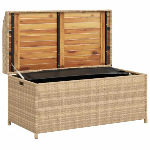 Klupa za pohranu bež 100x50x52 cm poliratan i bagremovo drvo - Miješana bež 100 x 50 x 52 cm 1 1 Cijena