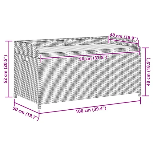 Klupa za pohranu bež 100x50x52 cm poliratan i bagremovo drvo - Miješana bež 100 x 50 x 52 cm 1 1 Cijena