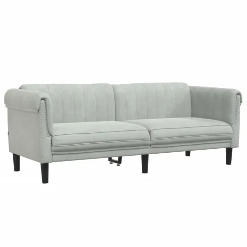 3-dijelni set sofa svjetlosivi baršunasti - Svjetlosiva 3 Cijena