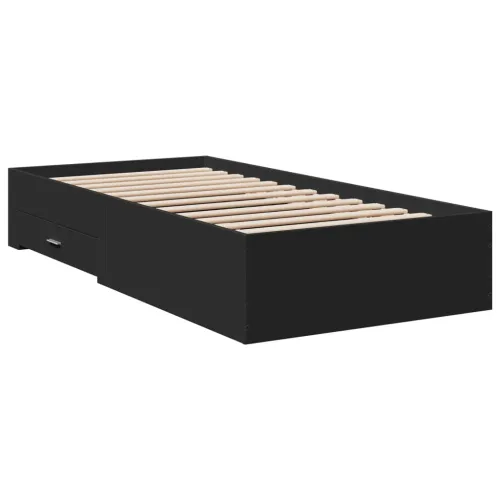 Okvir kreveta s ladicama crni 75 x 190 cm konstruirano drvo - Crna 75 x 190 cm Cijena