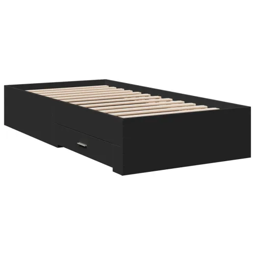 Okvir kreveta s ladicama crni 75 x 190 cm konstruirano drvo - Crna 75 x 190 cm Cijena