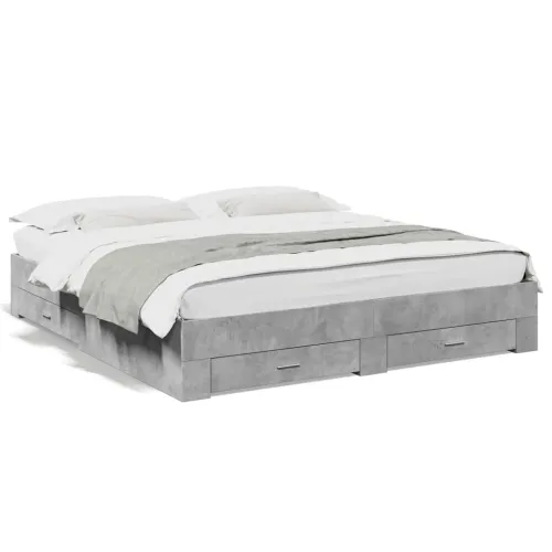 Okvir kreveta s ladicama siva boja betona 180x200 cm drveni - Beton siva 180 x 200 cm Cijena