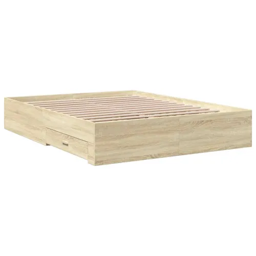Okvir kreveta s ladicama boja hrasta sonome 150 x 200 cm drveni - Sonoma hrast 150 x 200 cm Cijena