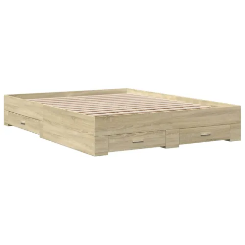 Okvir kreveta s ladicama boja hrasta sonome 150 x 200 cm drveni - Sonoma hrast 150 x 200 cm Cijena
