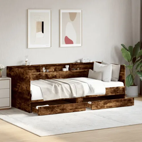 Dnevni krevet s ladicama bez madraca boja hrasta 90x190 cm - Dimljeni hrast 90 x 190 cm Cijena