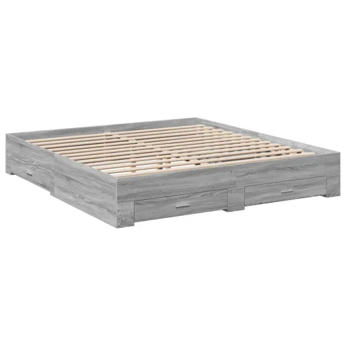 Okvir za krevet s ladicama boja hrasta 180x200 cm - Sivi hrast sonoma 180 x 200 cm Cijena