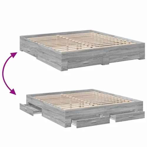 Okvir za krevet s ladicama boja hrasta 180x200 cm - Sivi hrast sonoma 180 x 200 cm Cijena