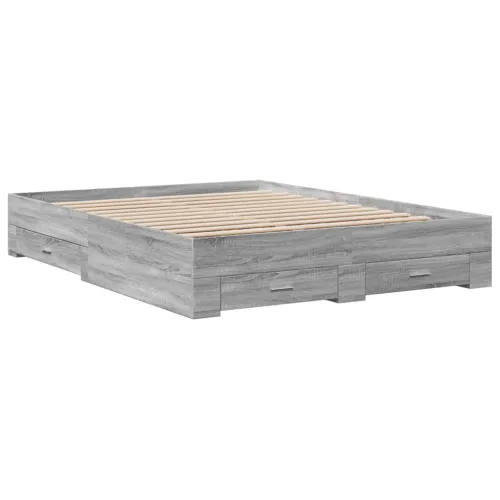 Okvir za krevet s ladicama boja hrasta 150x200 cm drveni - Sivi hrast sonoma 150 x 200 cm Cijena