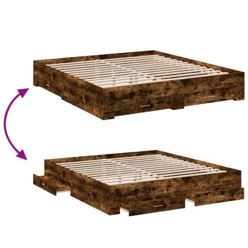 Okvir kreveta s ladicama boja hrasta 180x200 cm - Dimljeni hrast 180 x 200 cm Cijena
