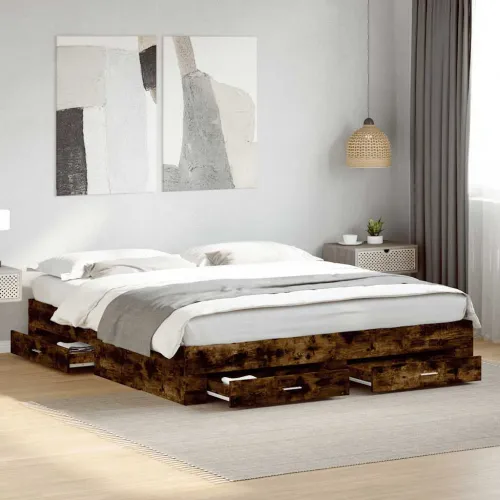 Okvir kreveta s ladicama boja hrasta 180x200 cm - Dimljeni hrast 180 x 200 cm Cijena