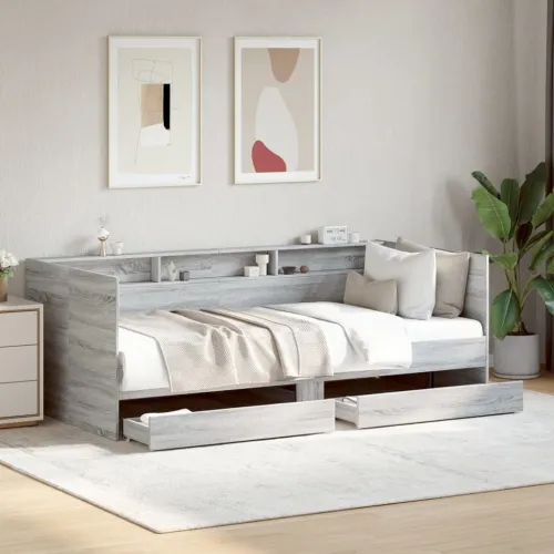 Dnevni krevet s ladicama bez madraca siva boja hrasta 90x190 cm - Sivi hrast sonoma 90 x 190 cm Cijena