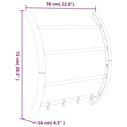 Stalak za ručnike s kukama srebrni 56 x 16 x 72 cm aluminijski - 56 x 16 x 72 cm Cijena