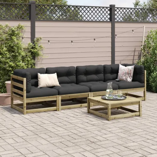 Vrtna garnitura - 5-dijelni set vrtnih sofa od impregnirane borovine - Prirodno impregnirano Ne 1 Cijena