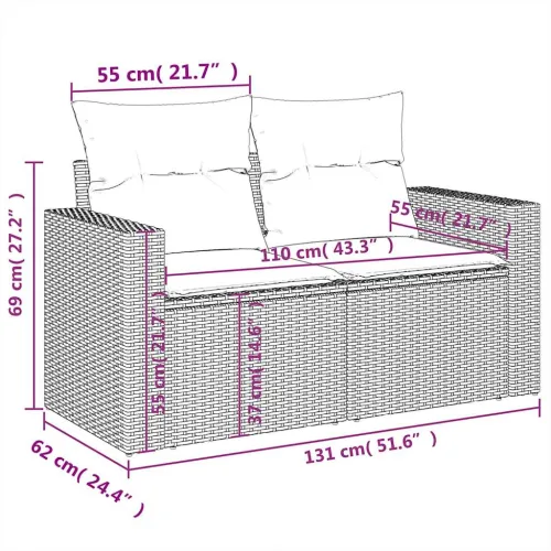 Vrtna garnitura - 8-dijelni set vrtnih sofa od poliratana s jastucima crni - Crna i krem bez spremišta 1 Cijena