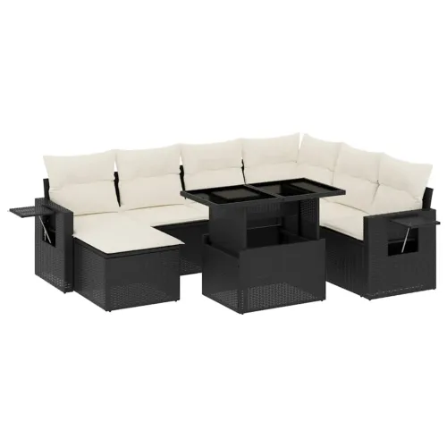 Vrtna garnitura - 9-dijelni set vrtnih sofa s jastucima crni od poliratana - Crna i krem bez spremišta 1 Cijena